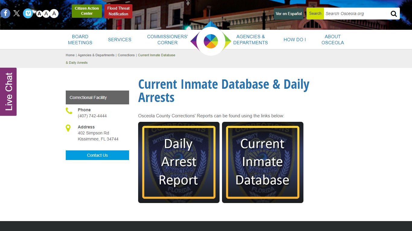 Current Inmate Database & Daily Arrests - Osceola County, Florida
